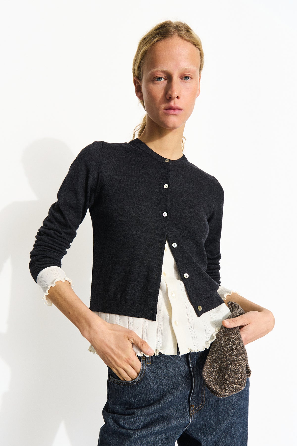 Skall Studio Amara baby cardigan Cardigan Dark Grey Melange