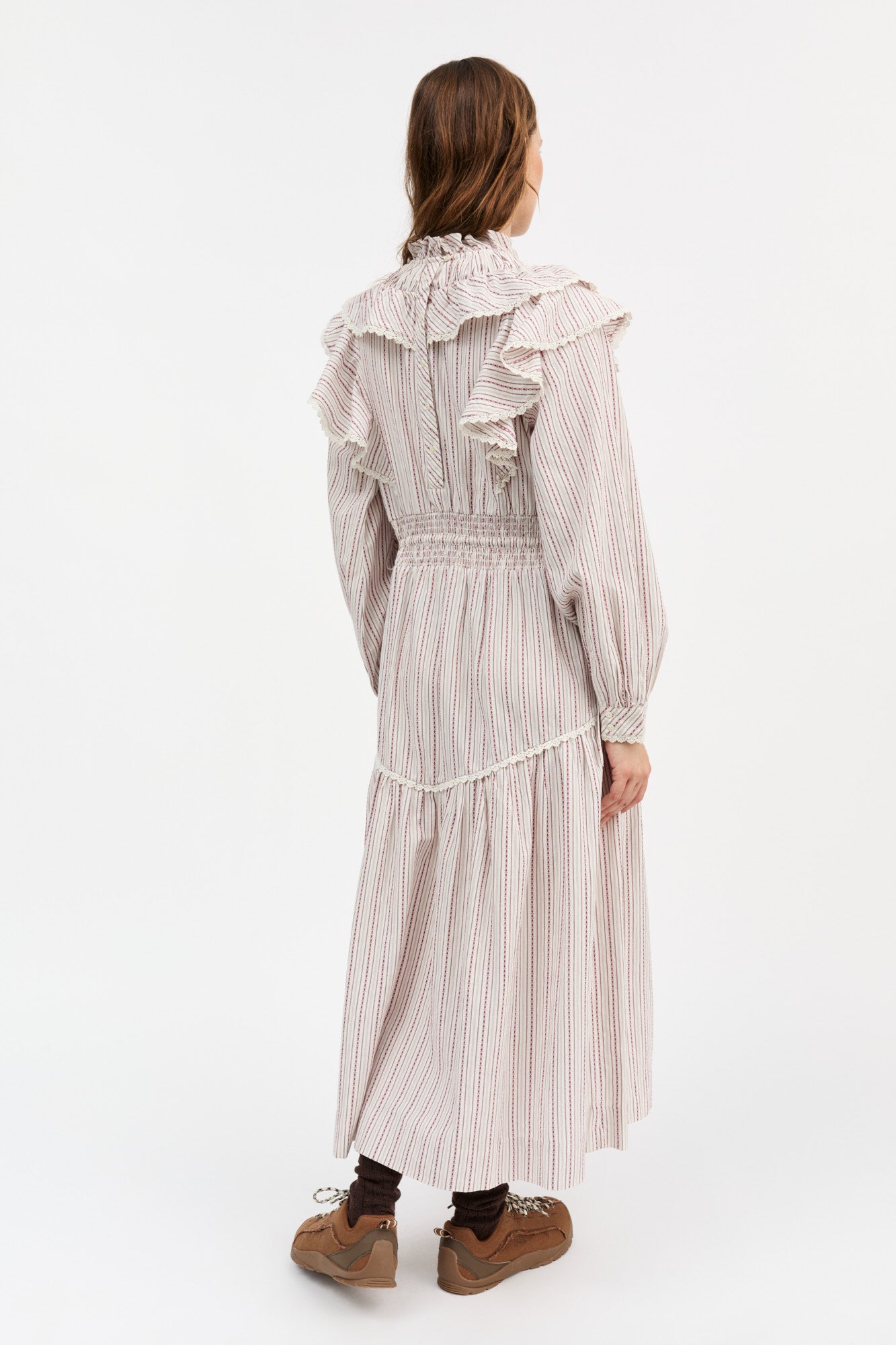 Skall Studio Claudette dress Dress Raspberry/Cream stripe