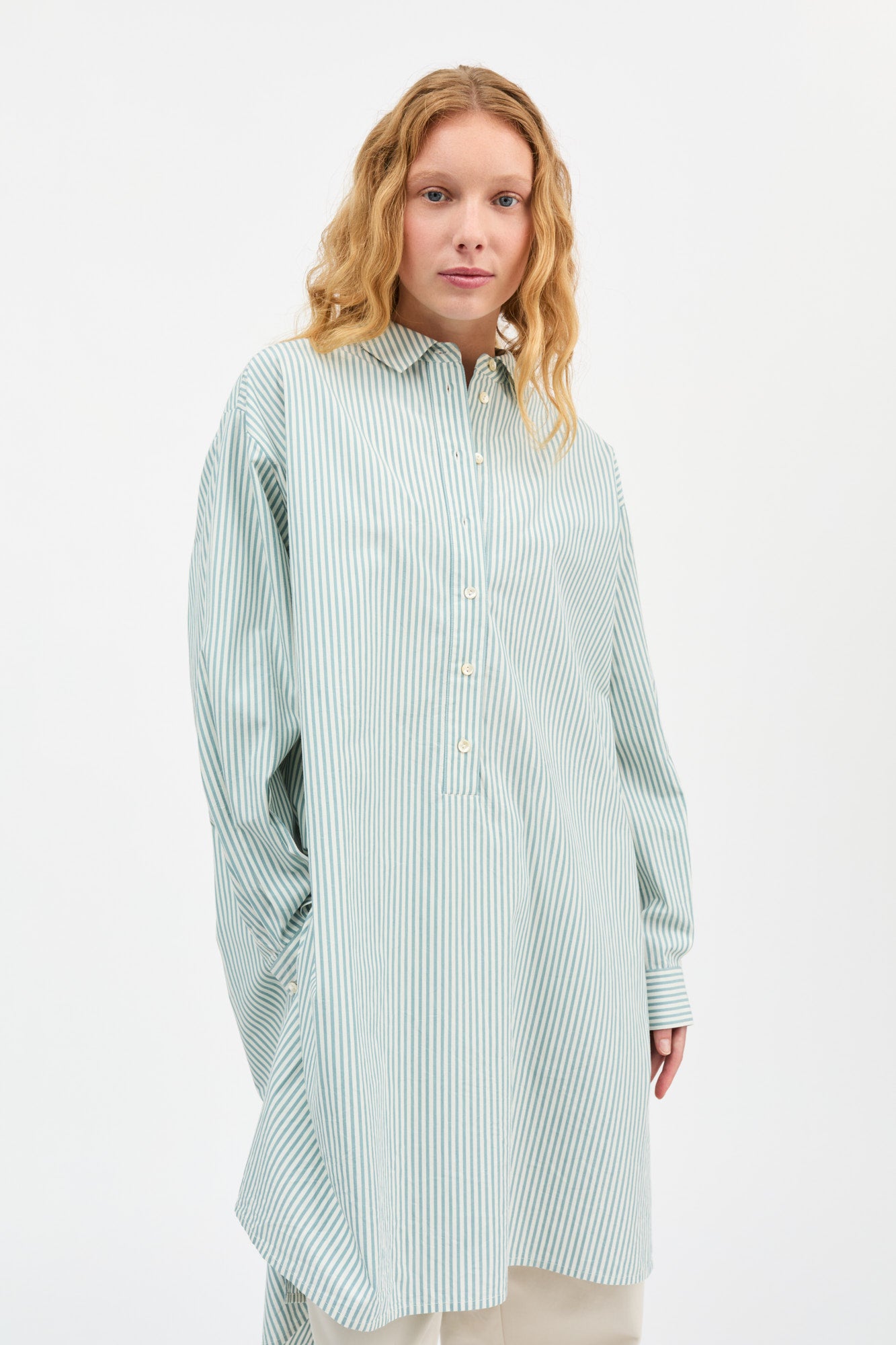Skall Studio Edda shirtdress Shirtdress White/Aqua stripe