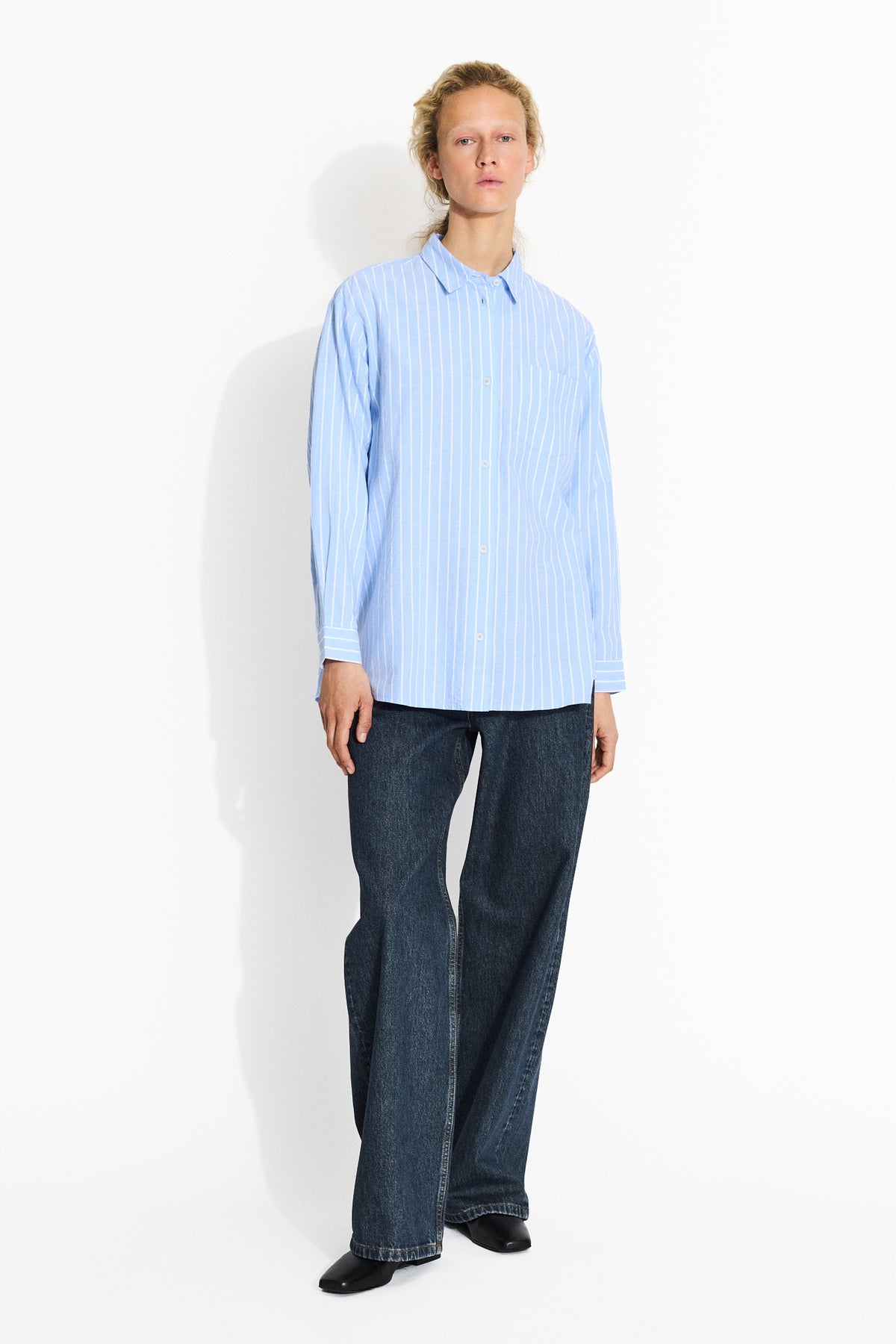 Skall Studio Edgar shirt Shirt Light blue/Off-white stripe
