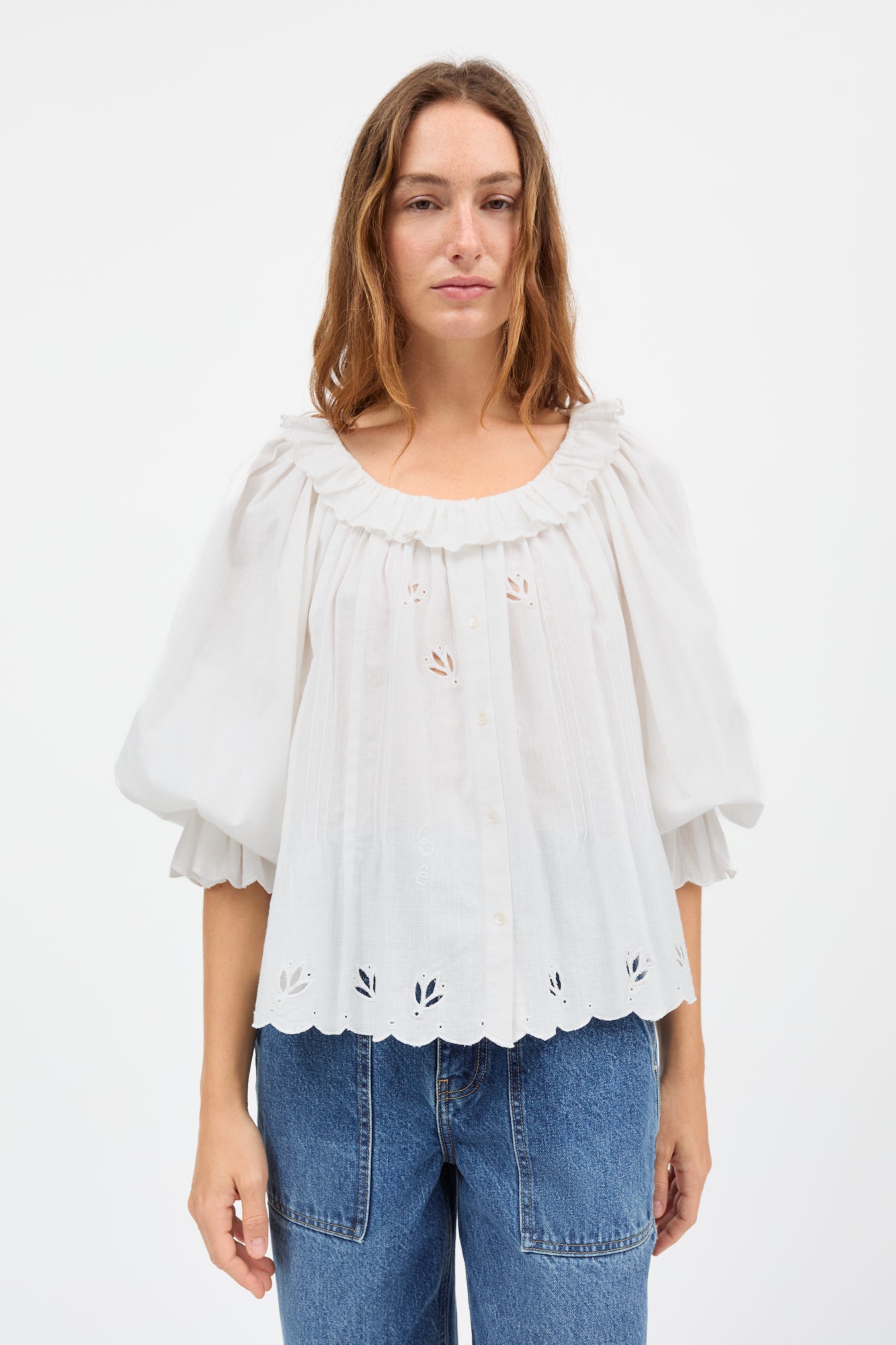 Skall Studio Fleurie blouse Blouse Optic white