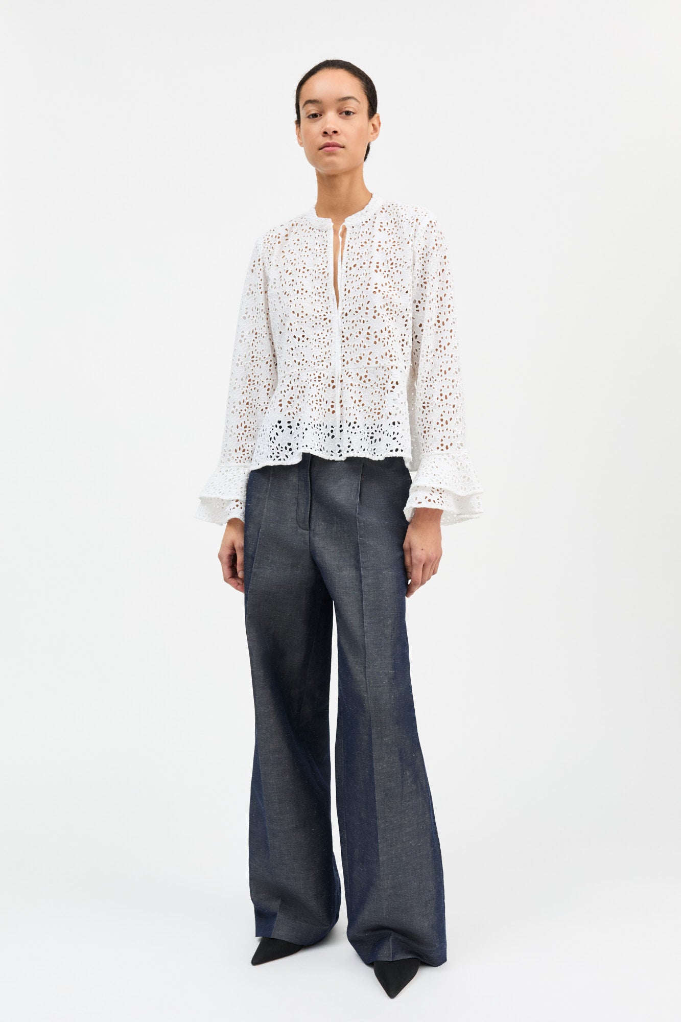 Skall Studio Frigga flounce shirt Shirt Optic white