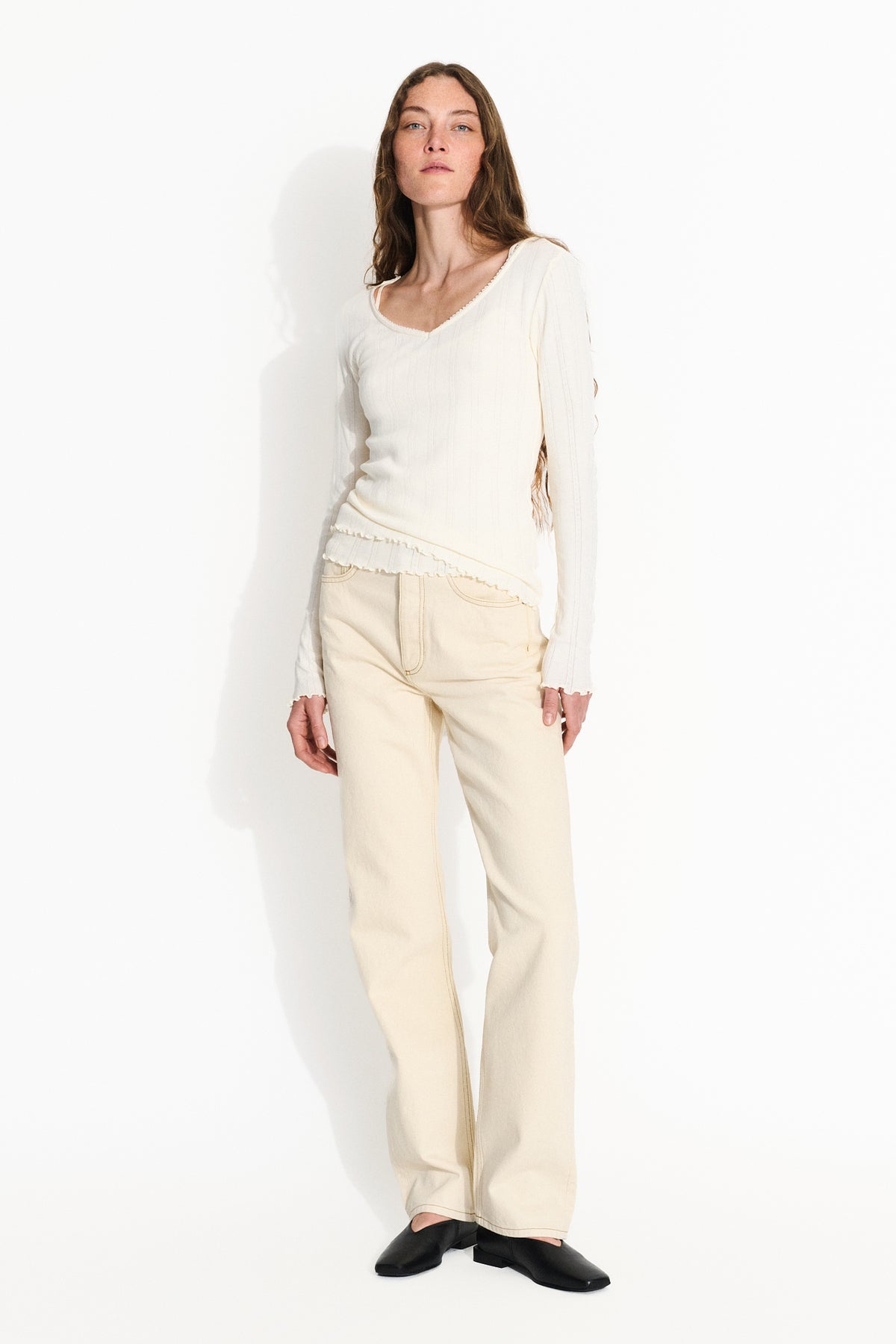 Skall Studio June V blouse Blouse Ecru