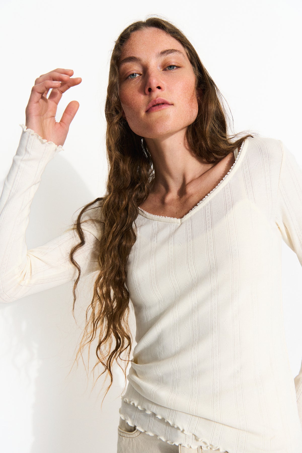 Skall Studio June V blouse Blouse Ecru