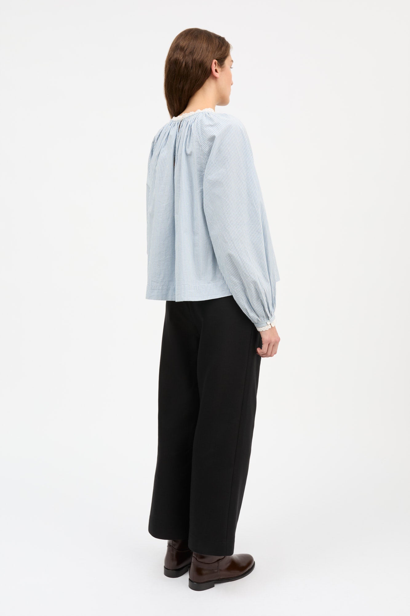 Skall Studio Karlie blouse Blouse Light blue/White stripe