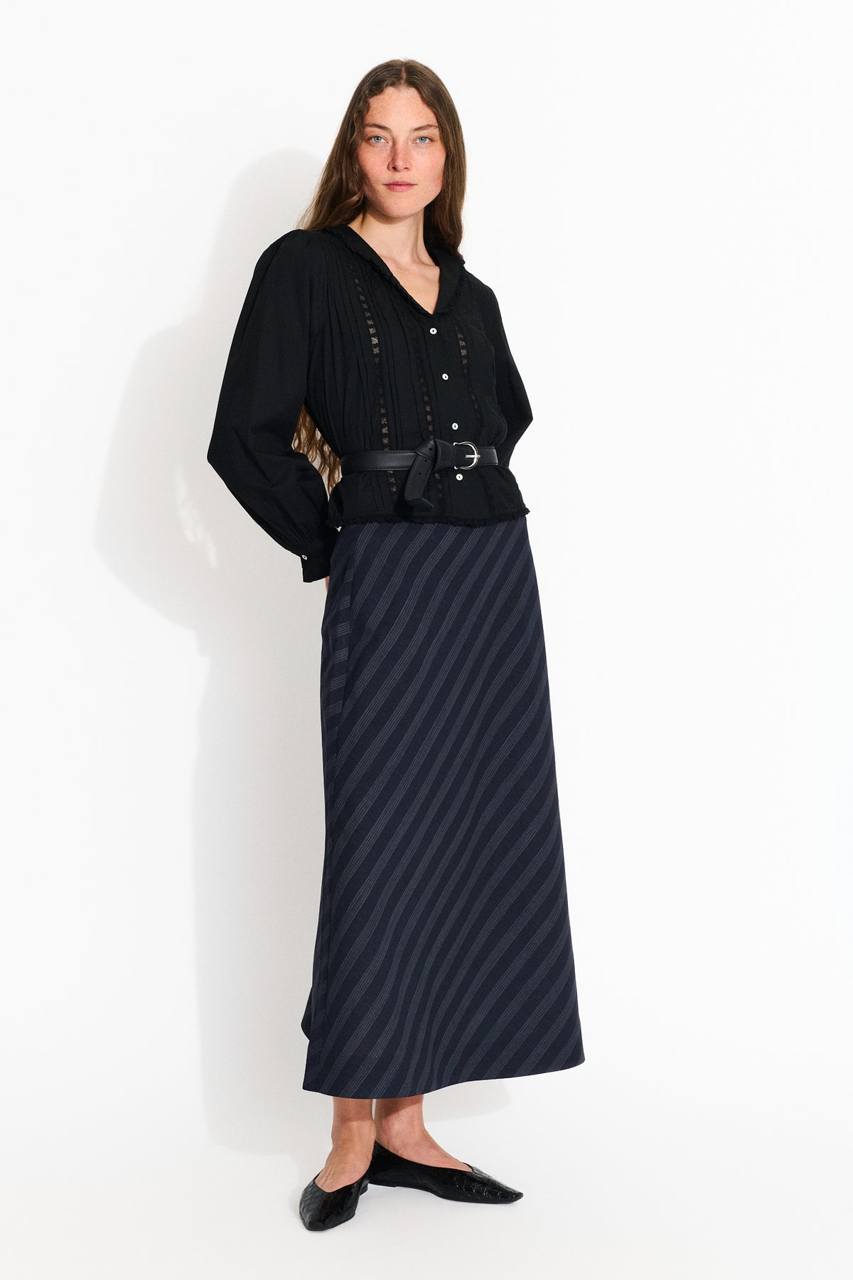 Skall Studio Mila skirt Skirt Navy pinstripe