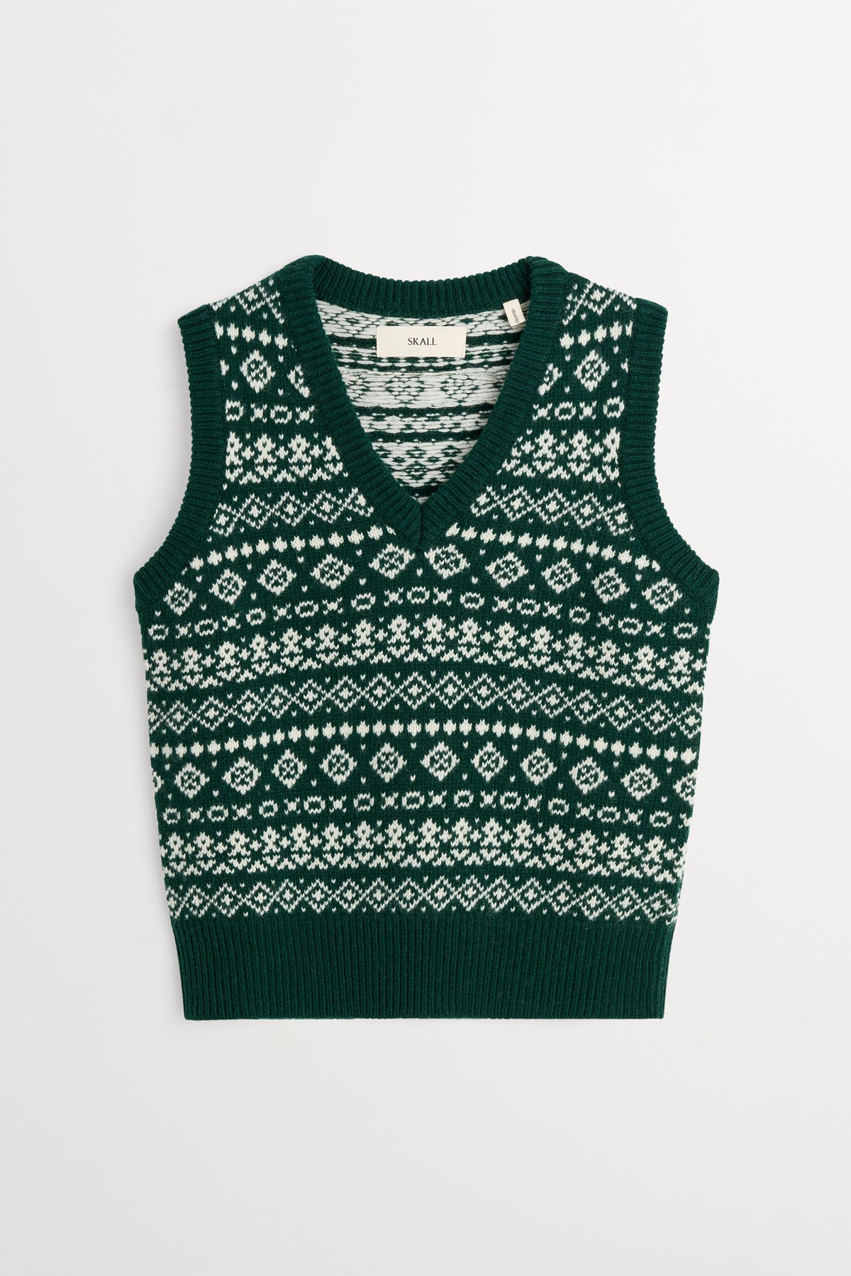 Skall Studio Misty vest Vest Green/Ecru jacquard