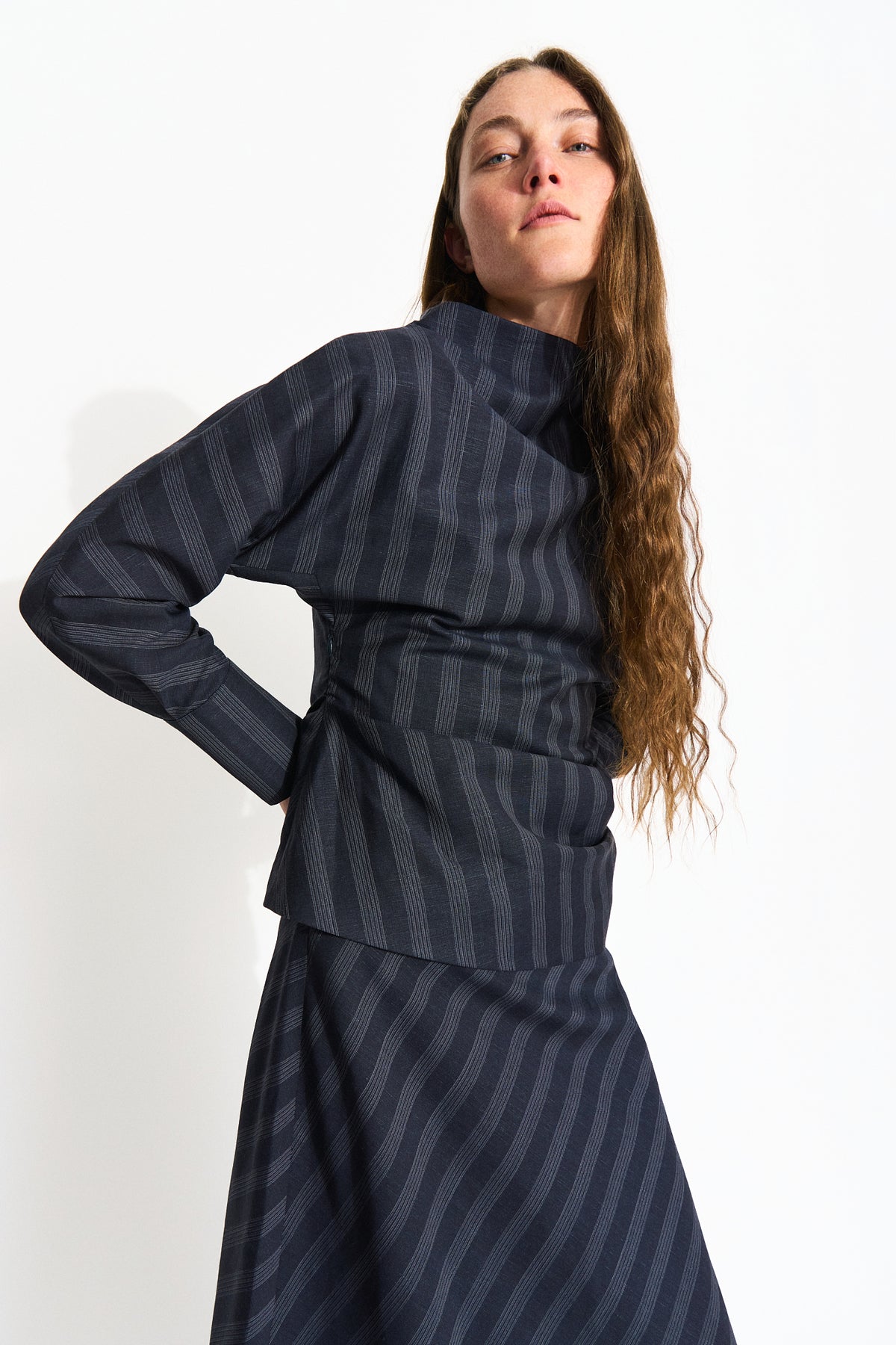 Skall Studio Pattie blouse Blouse Navy pinstripe