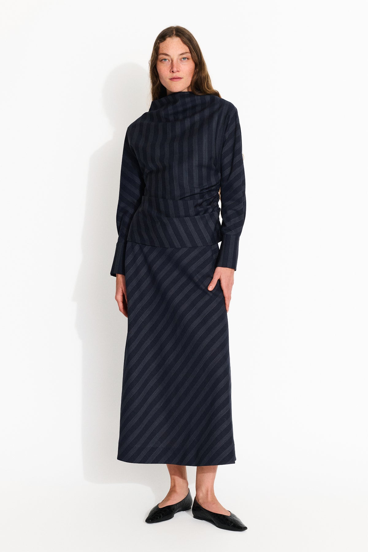 Skall Studio Pattie blouse Blouse Navy pinstripe