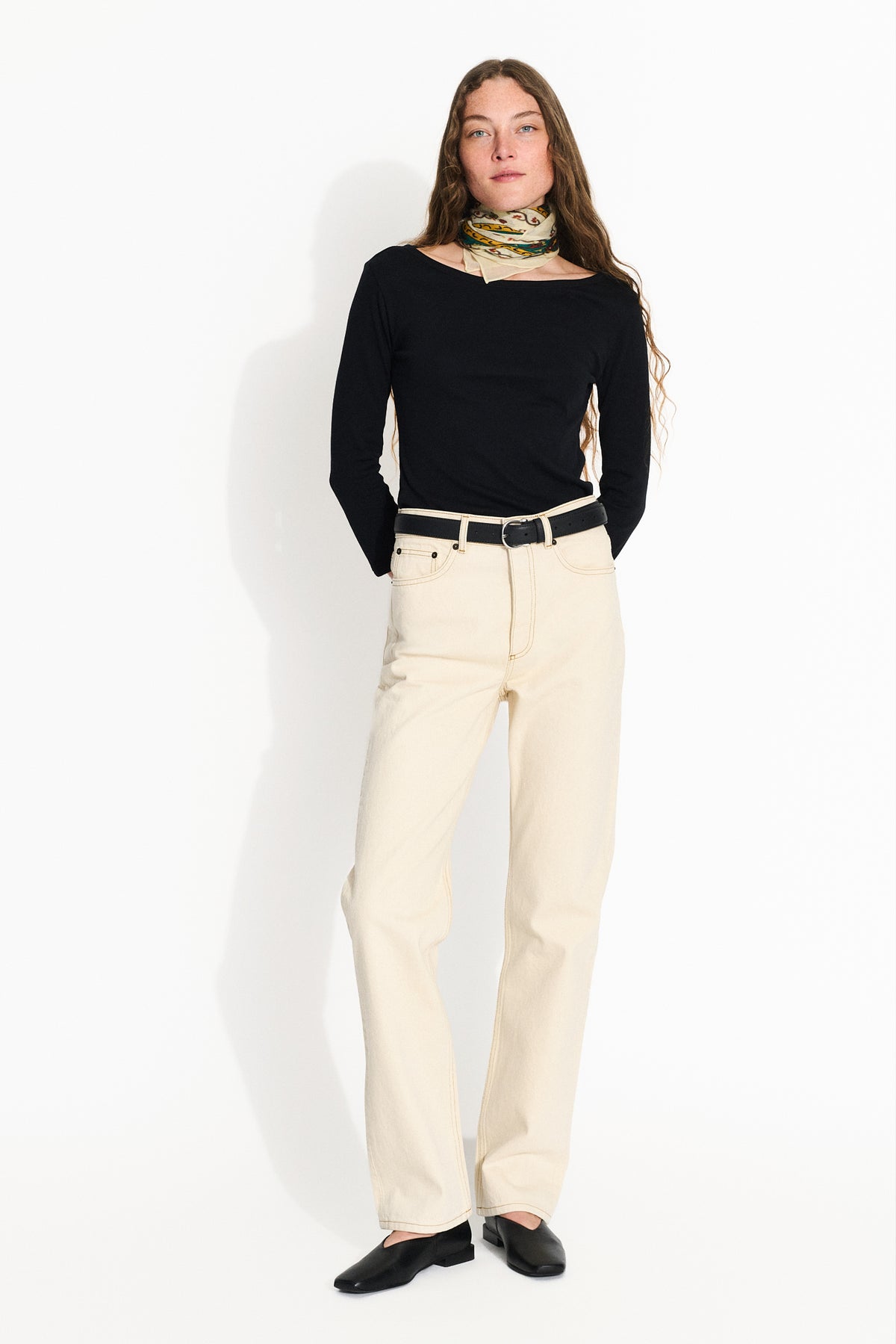 Skall Studio Seventies wide neck blouse Tee Black